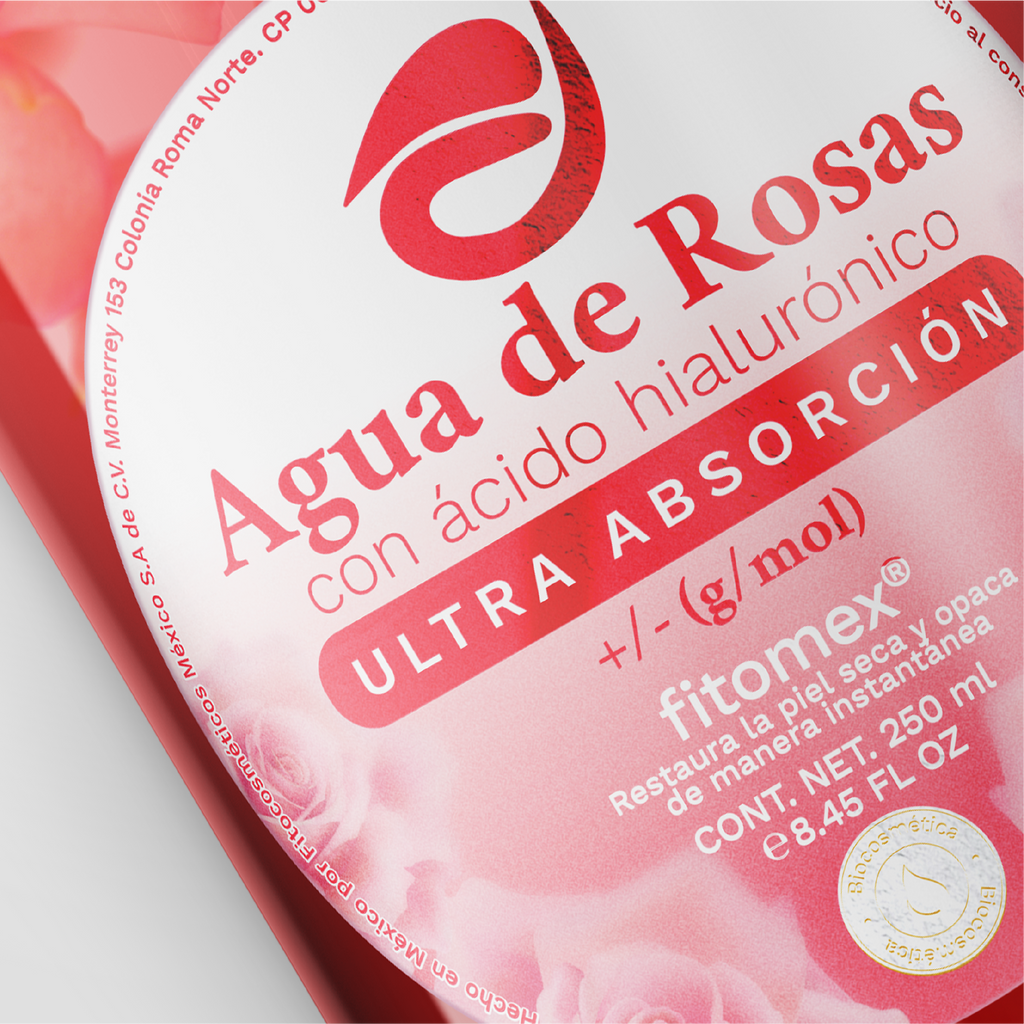 Agua de rosas con ácido Hialurónico fitomex