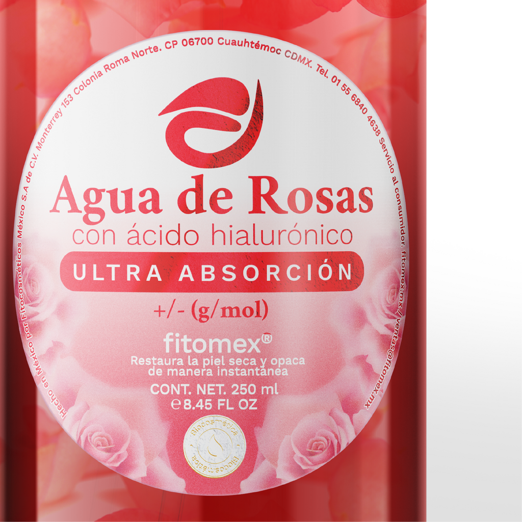 Agua de rosas con ácido Hialurónico fitomex
