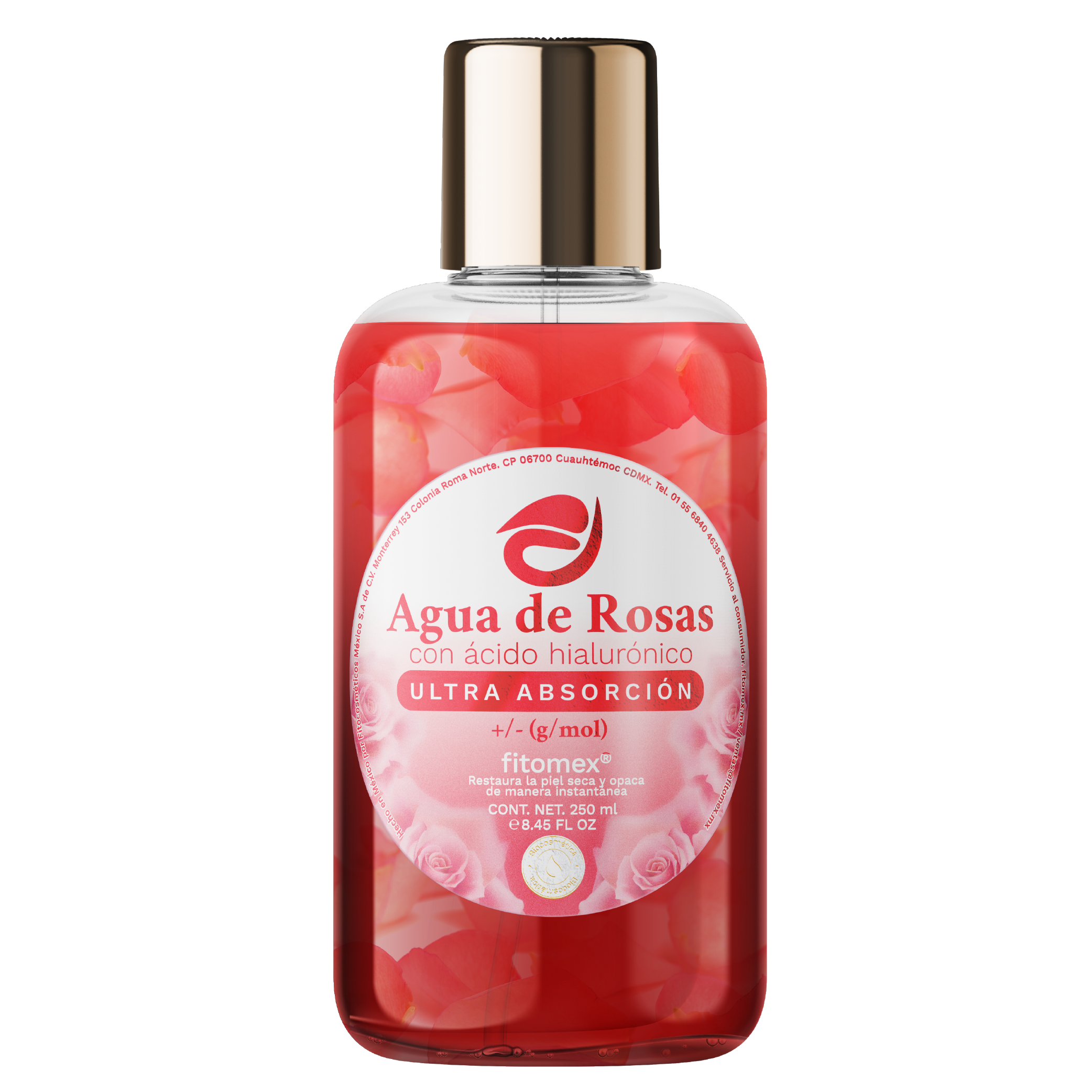 Agua de rosas con ácido Hialurónico fitomex