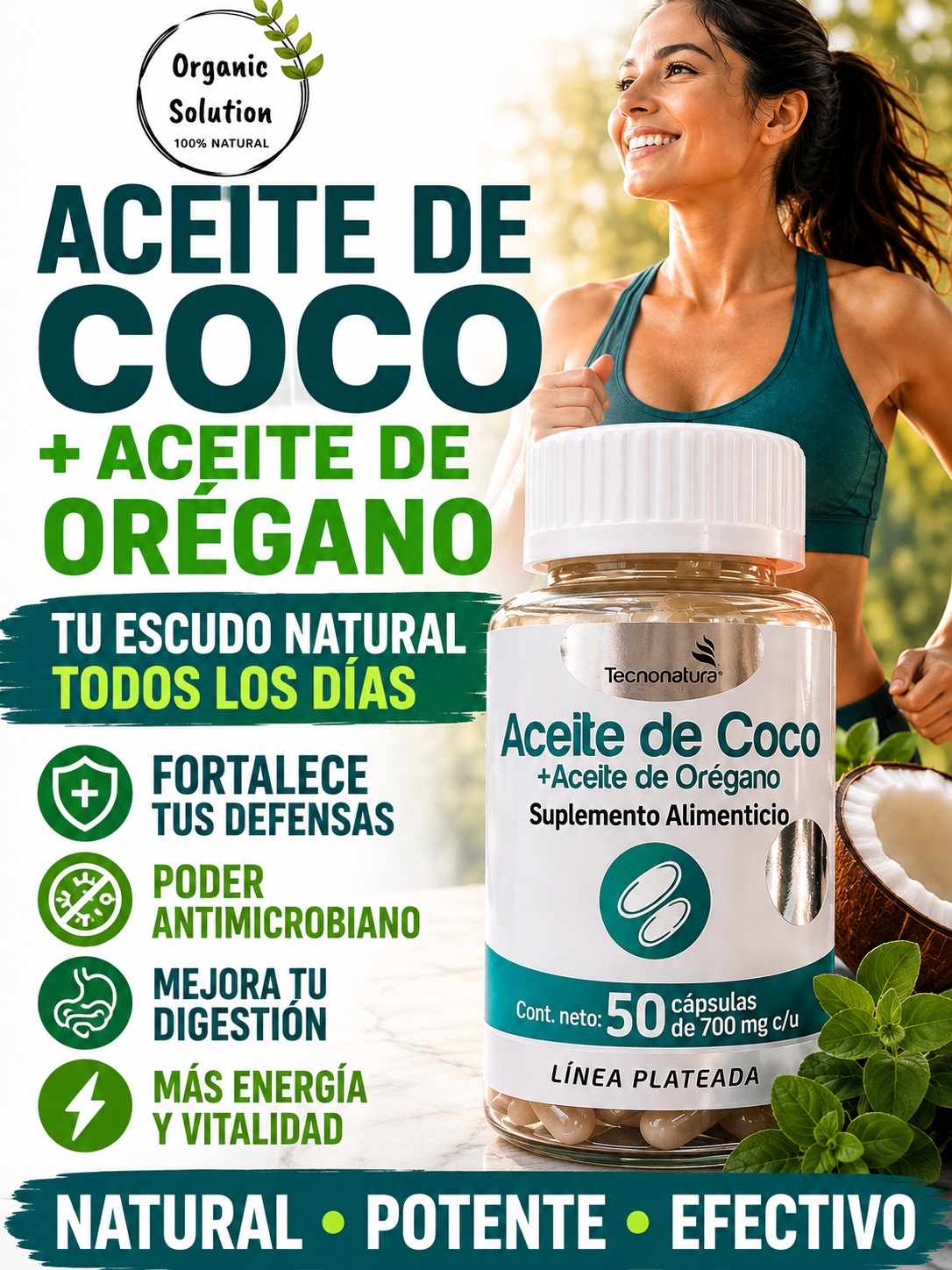 Aceite de Coco + Aceite de Orégano 50 Cápsulas – Tecnonatura