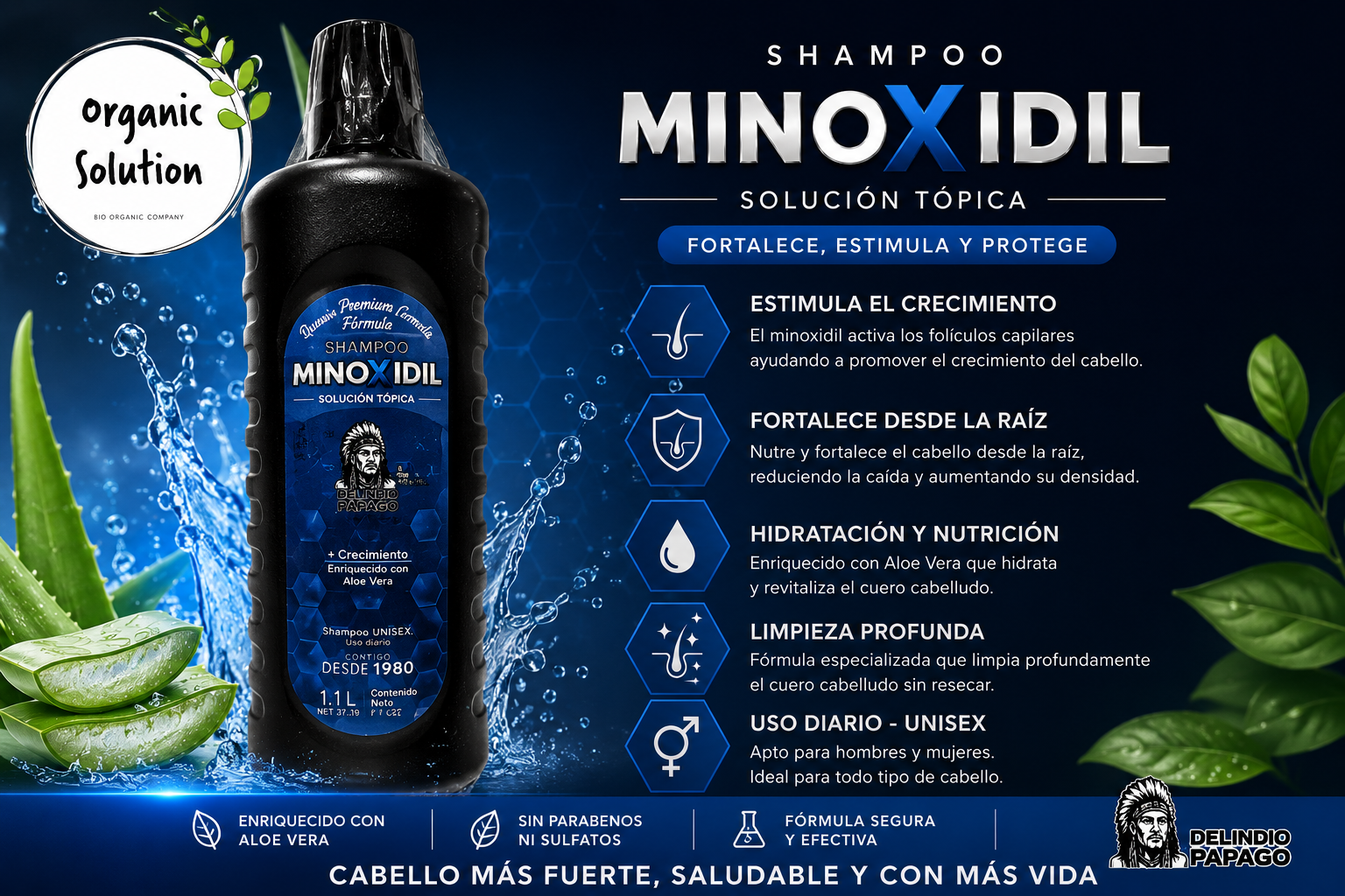 Shampoo Minoxidil 1.1 L
DEL INDIO PAPAGO