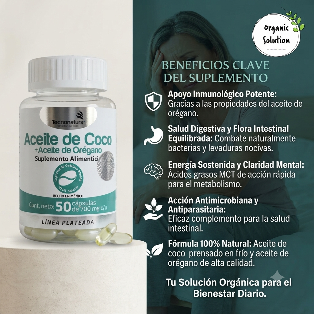 Aceite de Coco + Aceite de Orégano 50 Cápsulas – Tecnonatura