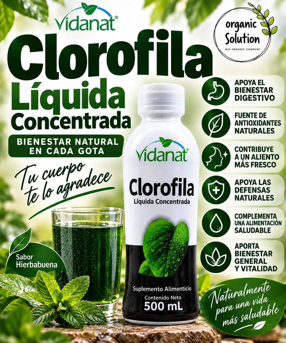 Clorofila Líquida Vidanat 500ml