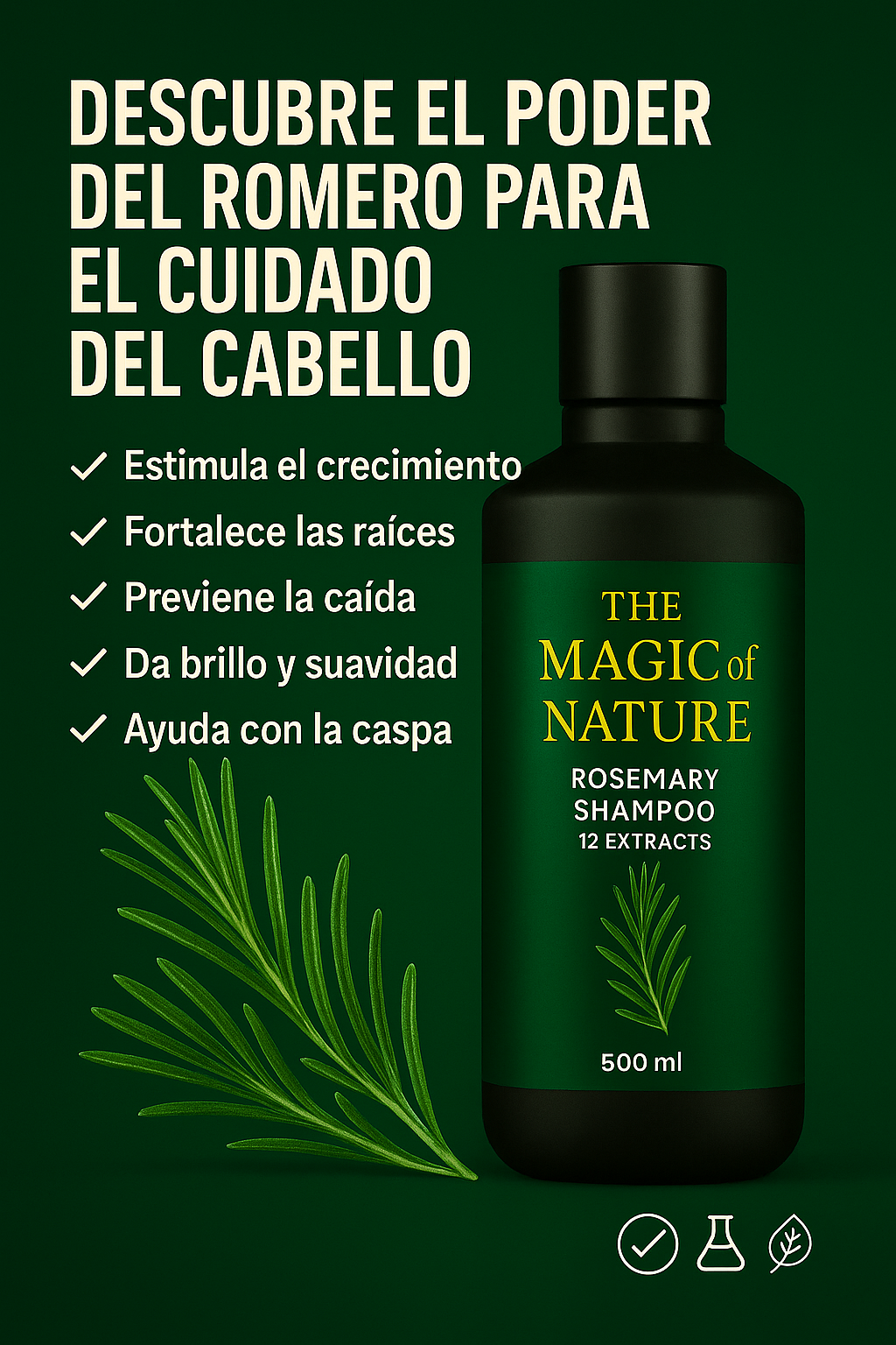 Shampoo de romero y 12 extractos