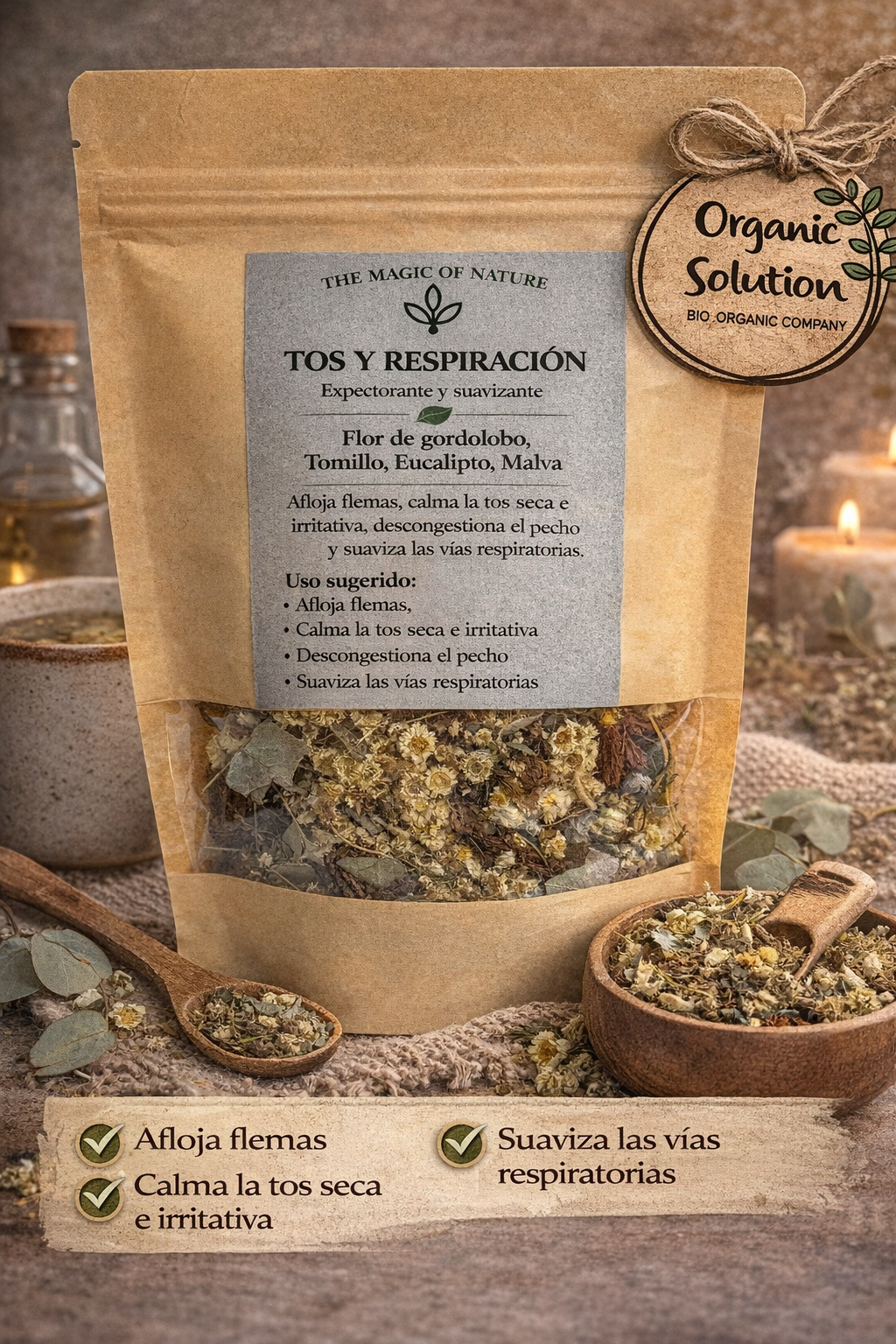 Flor de Gordolobo con Tomillo, Eucalipto y Malva – Infusión para la Tos