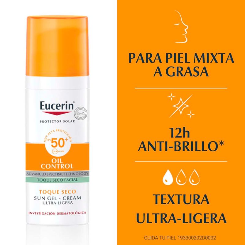 Eucerin Protector Solar Oil Control Toque Seco Spf50+ 50ml Crema Facial